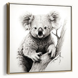 Framed wall art featuring a whimsical koala design in vibrant colors, set against a gold background, perfect for adding a touch of nature-themed decor to any room.