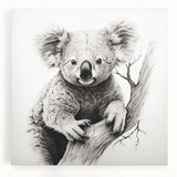 Vibrant stretched canvas wall art featuring a detailed koala design against a lush green background, perfect for animal lovers and nature-themed decor.