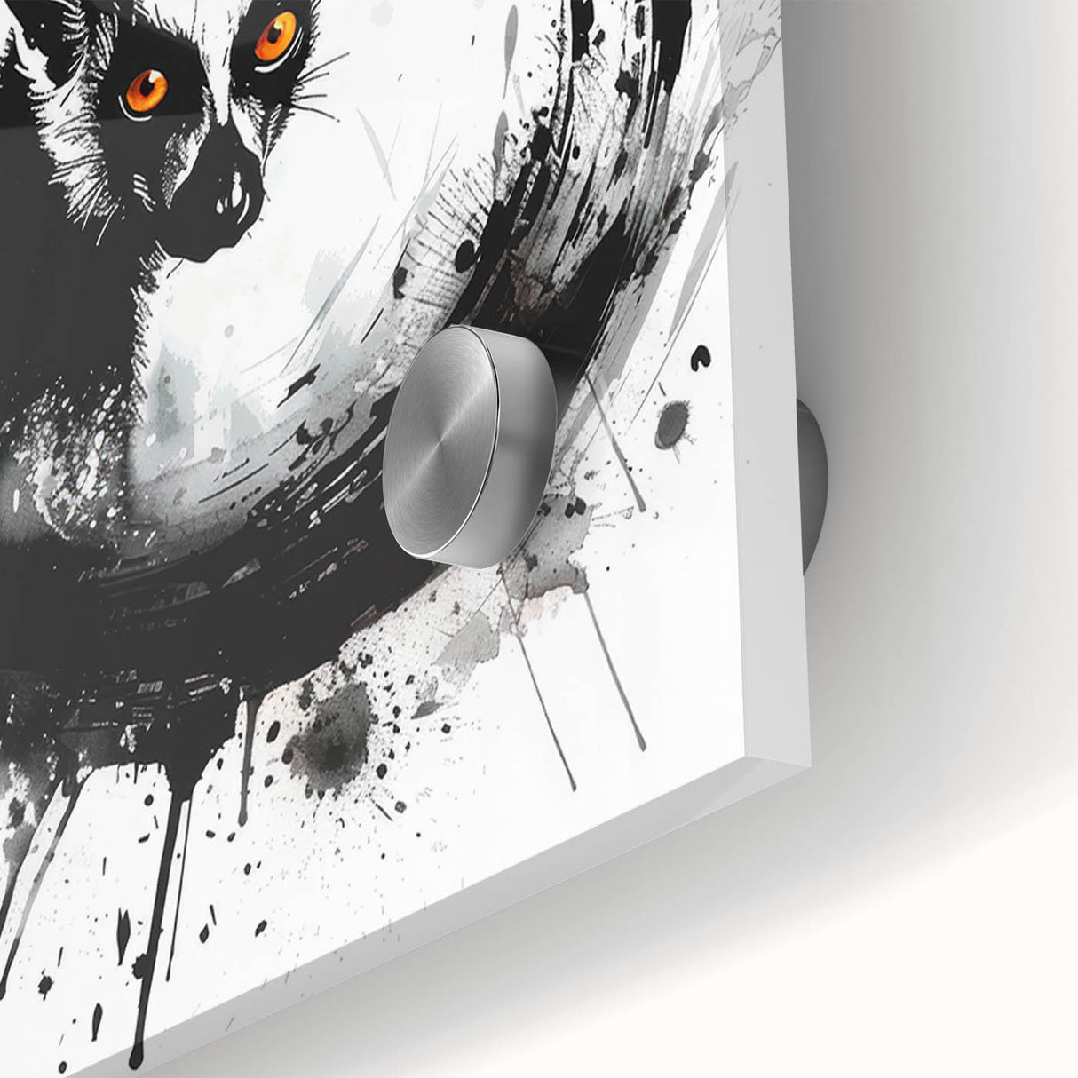 Close-up of a vibrant acrylic wall art piece featuring a lemur in a lush jungle setting, showcasing intricate details and bright colors, ideal for animal lovers and home décor enthusiasts.