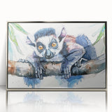 Framed acrylic wall art featuring a vibrant lemur design, showcasing intricate details and colors, perfect for wildlife enthusiasts and home decor.
