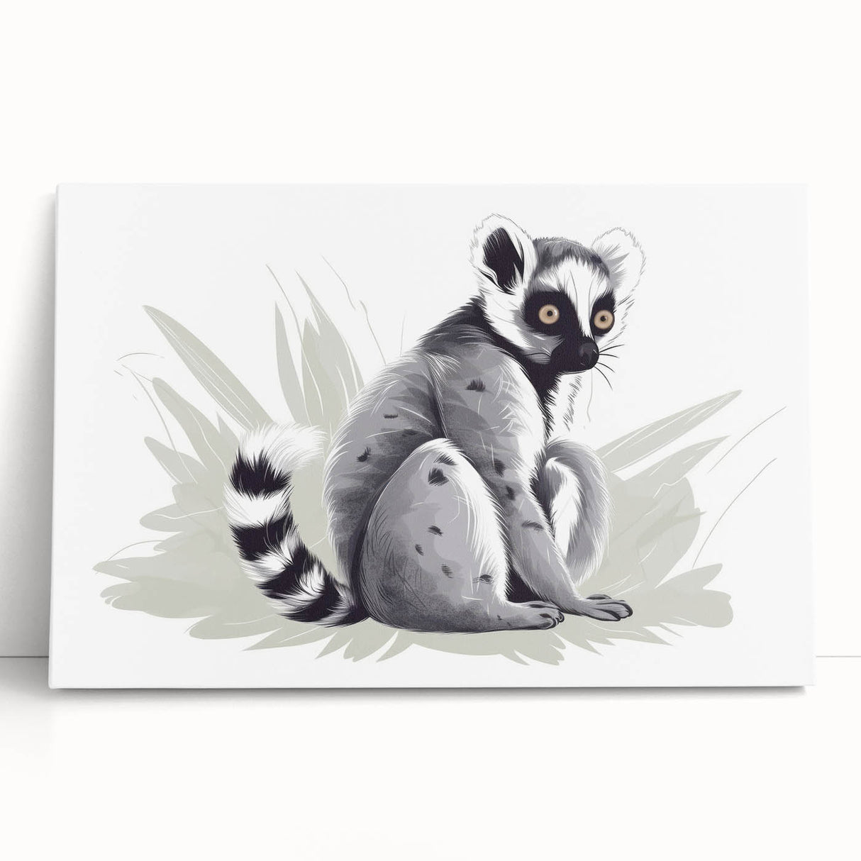 Lemur wall art collection featuring vibrant colors and playful design on stretched canvas, ideal for adding a whimsical touch to home decor.
