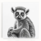 Stretched canvas wall art featuring a vibrant lemur design, showcasing intricate details and lively colors, perfect for animal lovers and home decor enthusiasts.