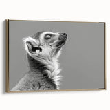 Framed canvas wall art featuring a vibrant lemur design in gold tones, showcasing intricate details and a modern aesthetic, perfect for animal lovers and home decor enthusiasts.