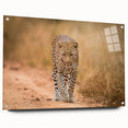 Acrylic wall art showcasing a striking leopard design, set against a vibrant jungle backdrop, featuring a side view with decorative pins for easy hanging. The artwork captures the essence of wildlife and adds a touch of exotic elegance to any space.