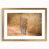 Elegant gold-framed wall art showcasing a striking leopard design, featuring intricate details and vibrant colors, perfect for wildlife enthusiasts and home decor.