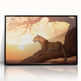 Framed wall art featuring a striking leopard design, showcasing vibrant colors and intricate details, perfect for animal lovers and modern home decor enthusiasts.