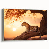 Framed wall art showcasing a stunning leopard design in silver tones, perfect for wildlife enthusiasts. This elegant canvas piece enhances home décor with its vibrant colors and intricate details, ideal for adding a touch of nature to any room.