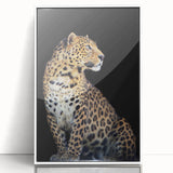 Framed wall art featuring a striking leopard design from the 'A Wild Life' collection, showcasing vibrant colors and intricate details against a sleek white frame, ideal for animal lovers and modern decor enthusiasts.