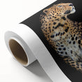 Vibrant rolled canvas featuring a striking leopard design from the Wild Life collection, showcasing intricate details and rich colors, perfect for enhancing any wall decor.