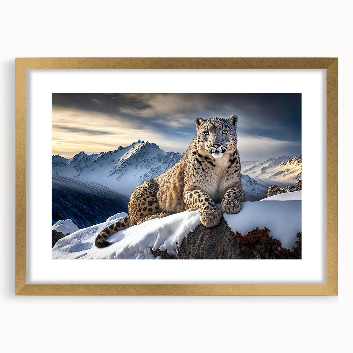 Gold-framed wall art featuring a striking leopard design from the "Animals A Wild Life" collection, showcasing intricate details and vibrant colors, perfect for animal lovers.