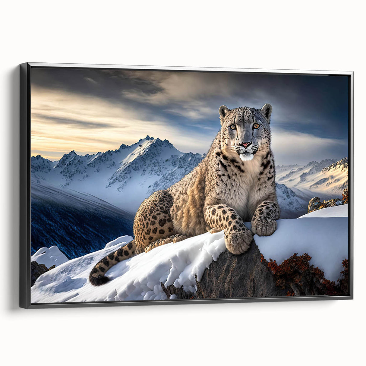 Framed canvas wall art depicting a striking leopard design in vibrant colors, showcasing intricate details and textures, perfect for wildlife enthusiasts and modern decor.
