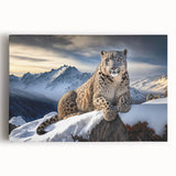 Stretched canvas showcasing a striking front view of a leopard in a vibrant wild landscape, perfect for animal lovers and home decor enthusiasts.