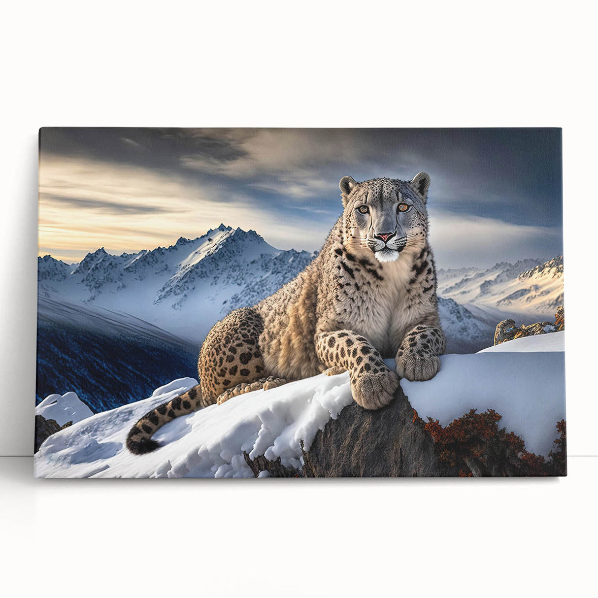 Leopard design stretched canvas wall art, showcasing a vibrant, detailed depiction of a wild leopard in a natural setting, perfect for animal lovers and home decor enthusiasts.