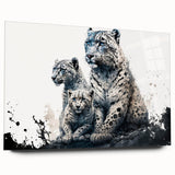 Close-up of a vibrant acrylic glass wall art piece featuring a leopard design, showcasing intricate details and rich colors, ideal for animal lovers and modern decor.