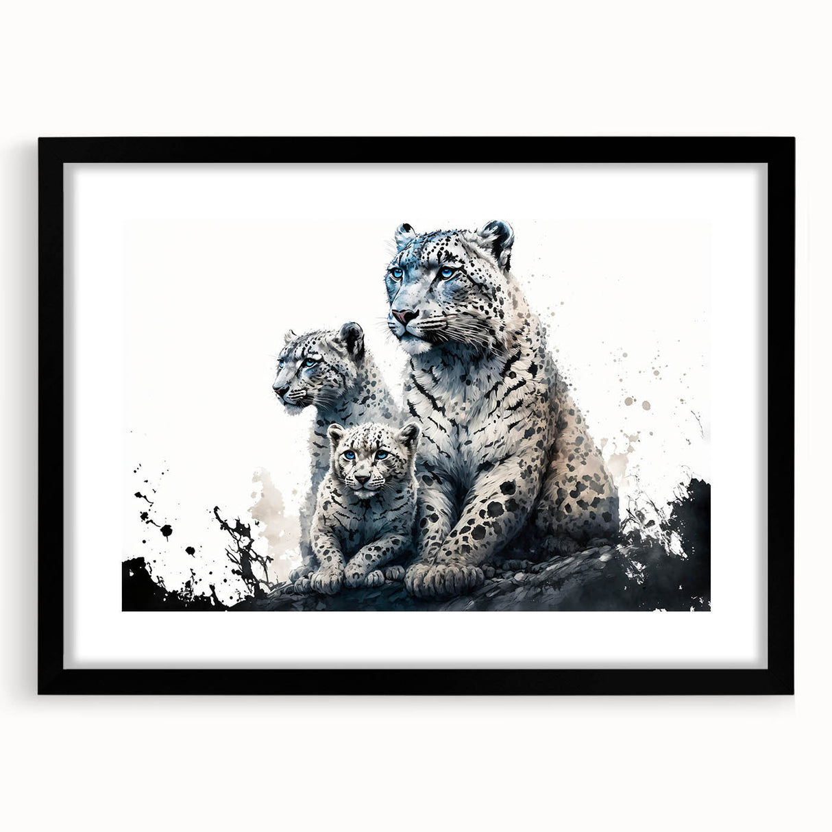 Black-framed wall art featuring a striking leopard design, showcasing intricate details and vibrant colors, perfect for enhancing modern home decor with a wild touch.