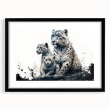 Black-framed wall art featuring a striking leopard design, showcasing intricate details and vibrant colors, perfect for enhancing modern home decor with a wild touch.
