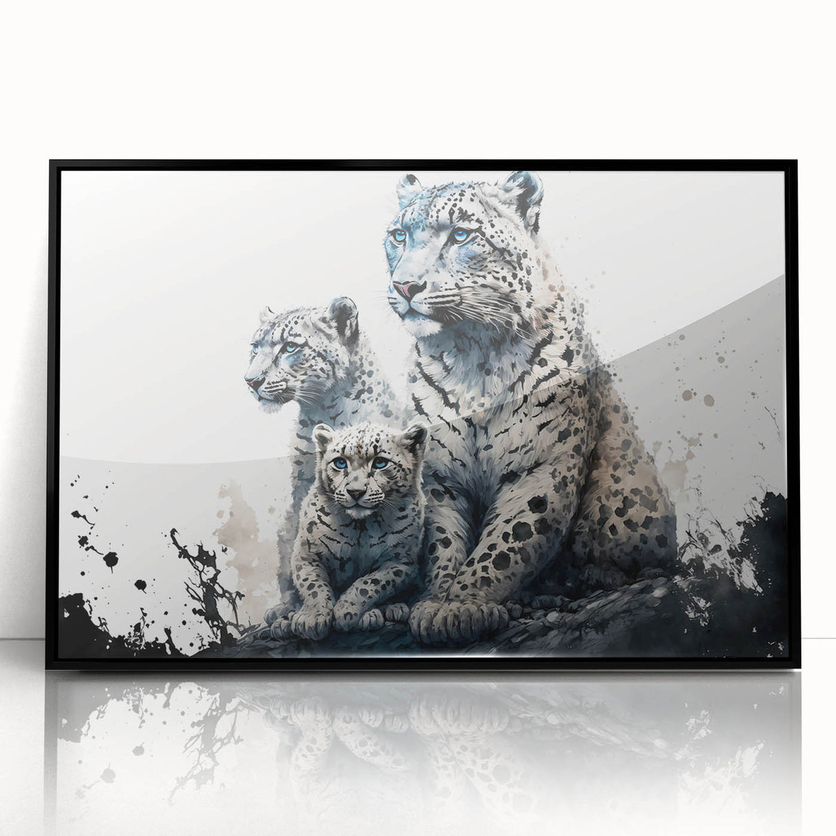 Framed acrylic wall art featuring a striking leopard design in a black frame, showcasing vibrant colors and intricate details, perfect for wildlife enthusiasts and modern decor.