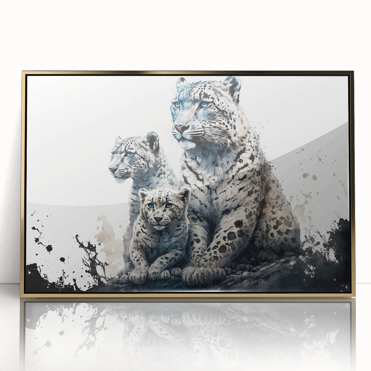 Framed wall art featuring a striking leopard design with a gold-accented acrylic front, perfect for adding a touch of wildlife elegance to any modern decor.