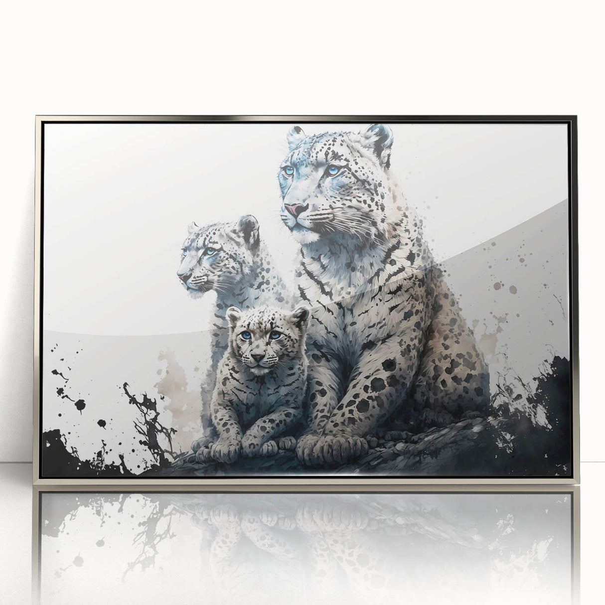 Framed wall art collection featuring a striking leopard design printed on acrylic, showcasing vibrant colors and intricate details, ideal for wildlife enthusiasts and modern decor.