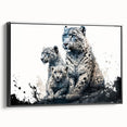 Framed canvas wall art showcasing a striking leopard design in black and white, perfect for wildlife enthusiasts and modern decor, set against a neutral background.