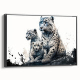 Framed canvas wall art showcasing a striking leopard design in black and white, perfect for wildlife enthusiasts and modern decor, set against a neutral background.