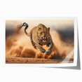 Leopard-themed wall art print showcasing a vibrant design with rich colors, ideal for nature-inspired decor, rolled for easy framing and display.