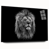 Acrylic glass wall art showcasing a detailed side view of a majestic lion, part of a wildlife collection, featuring rich colors and intricate designs, ideal for animal lovers and modern decor.