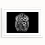 Framed wall art featuring a majestic lion design in a modern style, showcasing intricate details and vibrant colors, perfect for animal lovers and home decor enthusiasts.