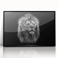 Framed wall art featuring a striking lion design in black acrylic, highlighting the majestic animal's features against a minimalist background, perfect for wildlife enthusiasts.