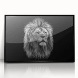 Framed wall art featuring a striking lion design in black acrylic, highlighting the majestic animal's features against a minimalist background, perfect for wildlife enthusiasts.