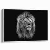 Framed canvas wall art featuring a majestic lion design, showcasing rich golden hues and intricate details, perfect for wildlife enthusiasts and home decor.