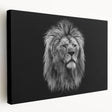 Stretched canvas wall art featuring a majestic lion design in warm earth tones, showcasing intricate details and textures, perfect for wildlife enthusiasts and home decor.