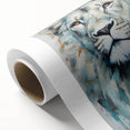 Vibrant rolled canvas featuring a majestic lion design, showcasing intricate details and rich colors, ideal for wildlife-themed decor in home or office settings.