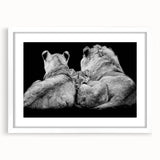 Framed wall art featuring a majestic lion design from the "Animals - A Wild Life" collection, presented in a sleek white frame with a mat, ideal for nature lovers.