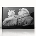 Framed wall art featuring a majestic lion design with vibrant colors and intricate details, set against a sleek black frame, perfect for wildlife enthusiasts.