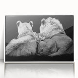 Framed acrylic wall art featuring a majestic lion design, showcasing vibrant colors against a white background, ideal for wildlife enthusiasts and modern decor.