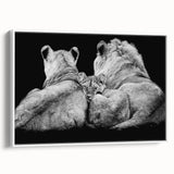 Framed canvas wall art showcasing a majestic lion design with intricate details, set against a white background, perfect for wildlife enthusiasts and home decor.