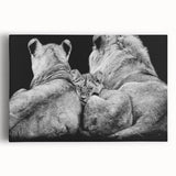 Vibrant stretched canvas wall art showcasing a majestic lion's face in a wild, colorful design. Perfect for animal lovers and home decor enthusiasts.