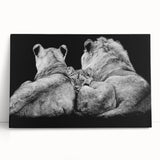 Vibrant stretched canvas wall art featuring a majestic lion design, showcasing rich golden tones and intricate detailing, perfect for wildlife enthusiasts' decor.