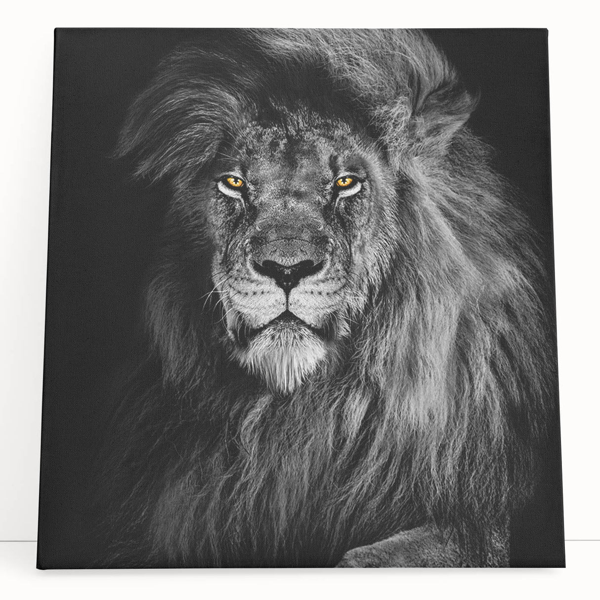 Stretched canvas wall art featuring a majestic lion design, showcasing vibrant colors and intricate details, perfect for adding a wild, nature-inspired touch to any decor.