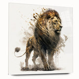 Acrylic glass wall art showcasing a side view of a majestic lion design in a vibrant, colorful style, perfect for enhancing modern home decor.