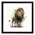 Framed wall art collection featuring a striking lion design, showcasing intricate details and a sleek black mat, perfect for wildlife enthusiasts and modern decor.