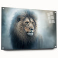 Side view of a lion-themed acrylic glass wall art piece from the Wild Life collection, showcasing vibrant colors and intricate details, perfect for animal lovers' decor.