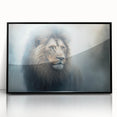 Framed wall art showcasing a striking lion design in black acrylic, perfect for wildlife enthusiasts. The artwork features intricate details and vibrant colors, enhancing any decor.