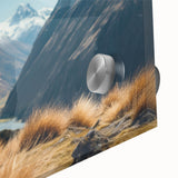 Close-up of a vibrant acrylic wall art piece featuring a llama and alpaca design, showcasing intricate details and vivid colors, perfect for animal lovers' decor.