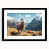 Llama and alpaca-themed wall art collection framed in black, showcasing vibrant animal designs perfect for home decor. Ideal for animal lovers and art enthusiasts.