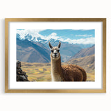 Framed wall art collection showcasing a whimsical llama and alpaca design, featuring a gold matte finish and elegant presentation, ideal for animal lovers' decor.