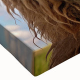 Close-up of a stretched canvas featuring a vibrant design of a llama and alpaca, showcasing intricate details and textures, perfect for animal-themed decor.