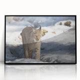 Framed acrylic wall art featuring a striking lynx design in a black frame, showcasing intricate details and vibrant colors, perfect for nature lovers and home decor enthusiasts.