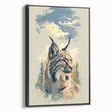 Framed wall art featuring a lynx design on canvas, showcasing intricate detailing with a black frame, ideal for wildlife enthusiasts and home decor.